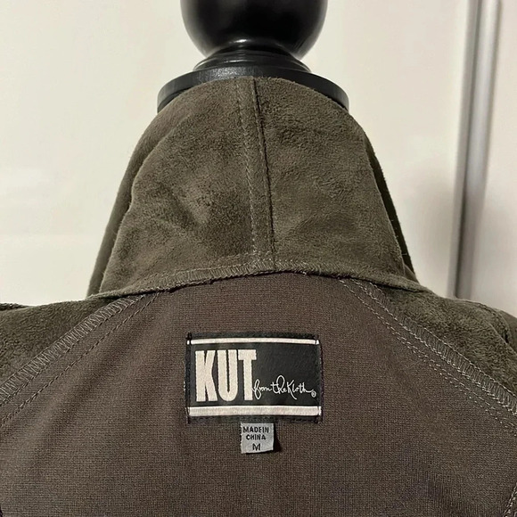 Drape Front Faux Leather Jacket Pockets, Size M - Picture 9 of 11